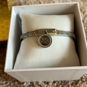 Michael Kors precious pave silver rhinestone bangle bracelet